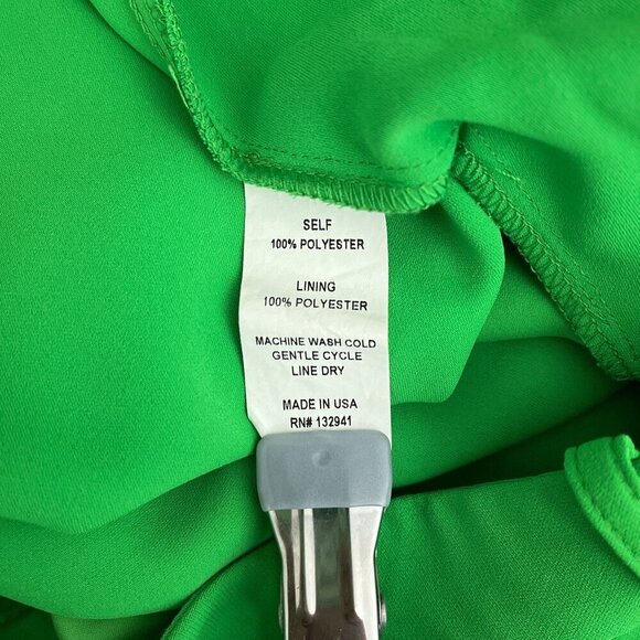 AMANDA UPRICHARD Wallace Pleated Straight Leg Pant Grass Green Polyester‎ Size L - Picture 9 of 15